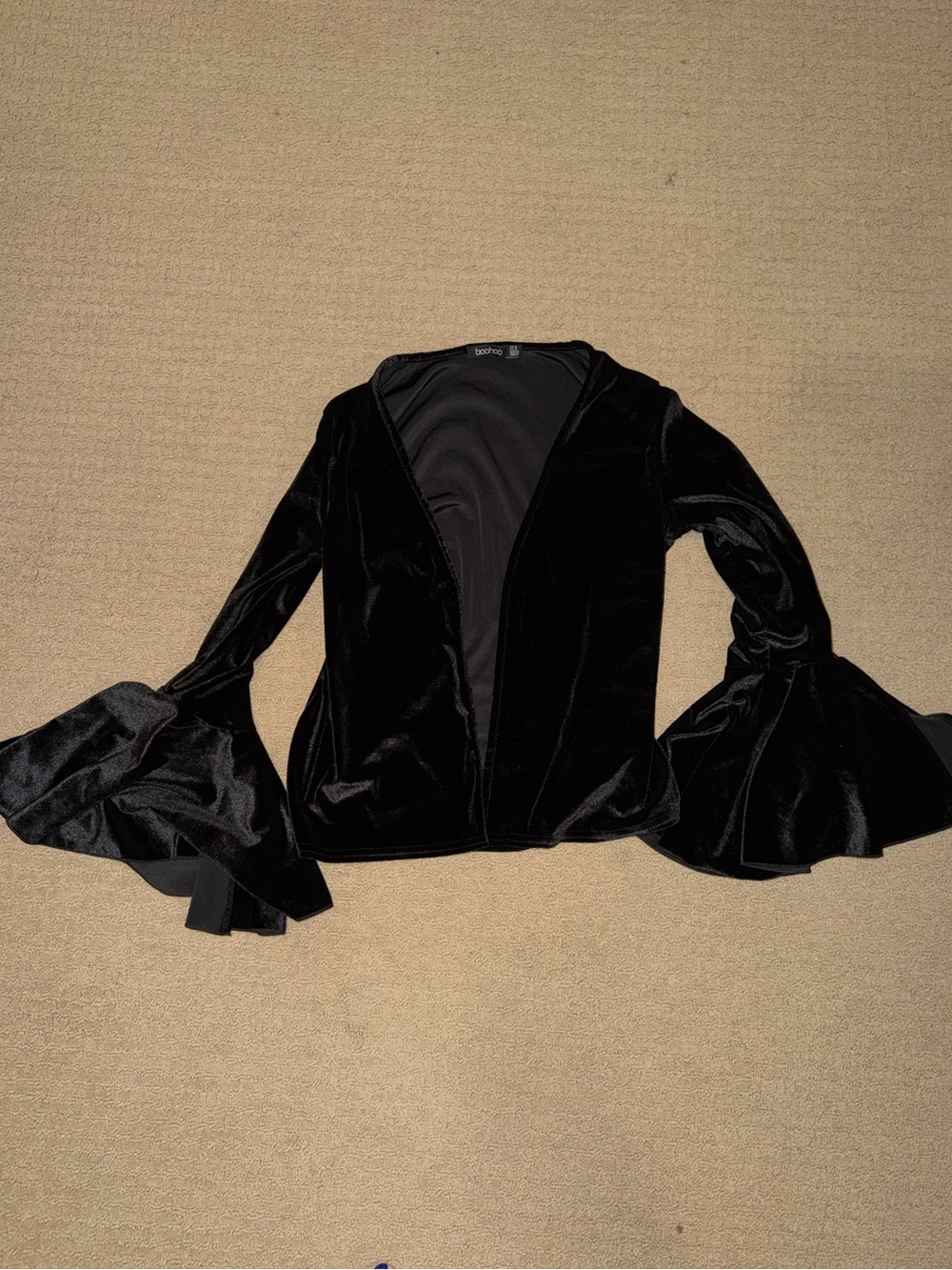 Black Velvet Bell Sleeve Cardigan